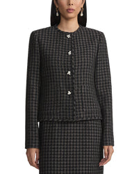 Lafayette 148 New York Pearlescent Button Collarless Wool-Blend Jacket