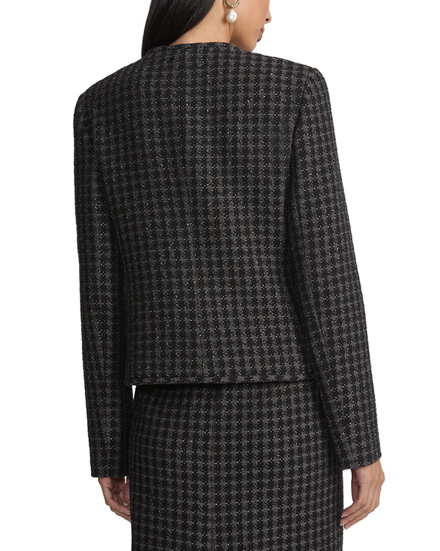 Lafayette 148 New York Pearlescent Button Collarless Wool-Blend Jacket
