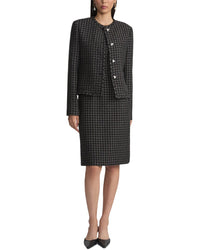 Lafayette 148 New York Pearlescent Button Collarless Wool-Blend Jacket