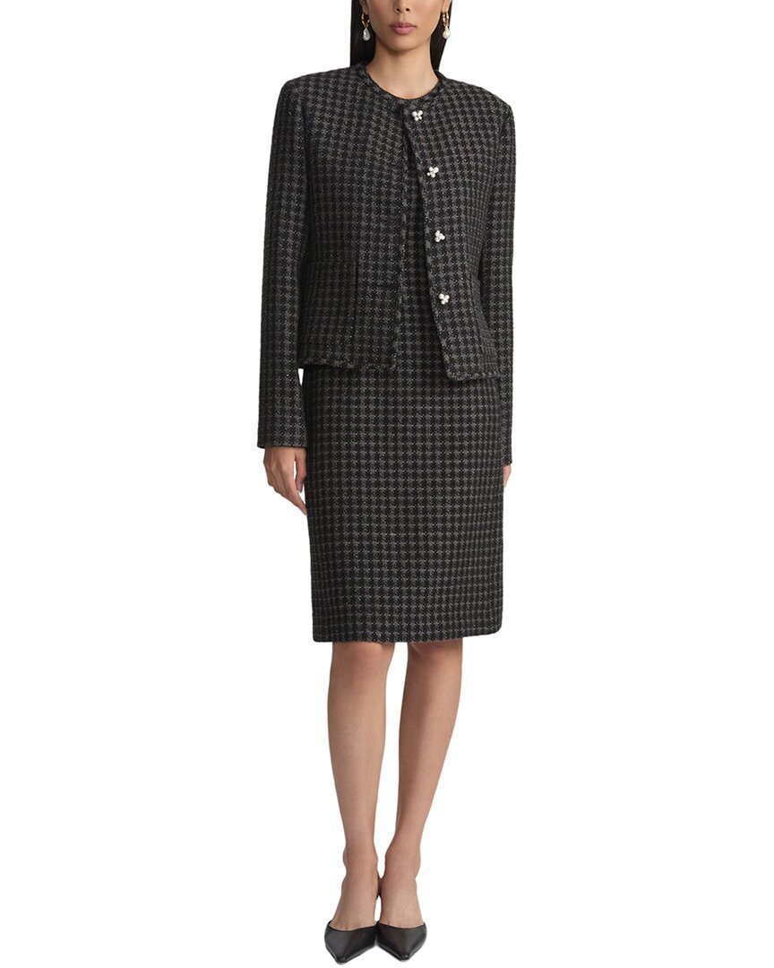 Lafayette 148 New York Pearlescent Button Collarless Wool-Blend Jacket