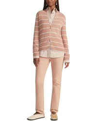 Lafayette 148 New York Stripe Fitted Silk-Blend Bomber Cardigan