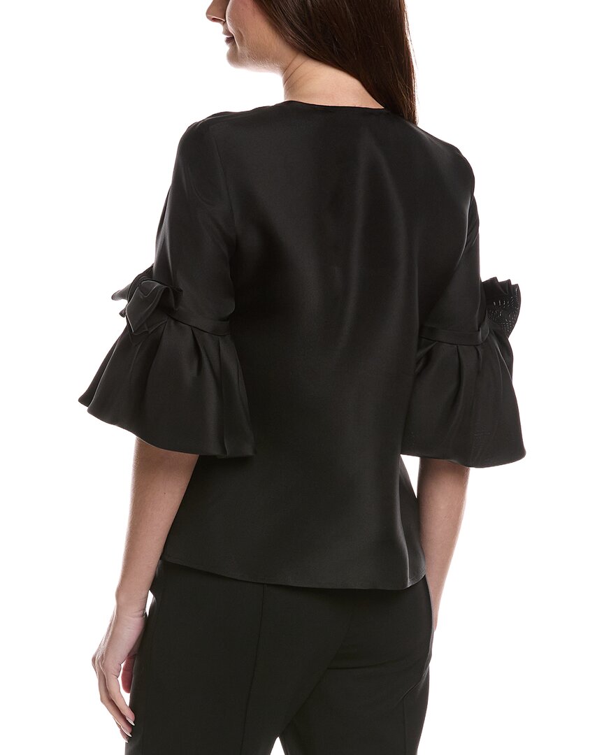 Carolina Herrera Silk Pearl Button Top
