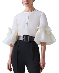 Carolina Herrera Silk Pearl Button Top