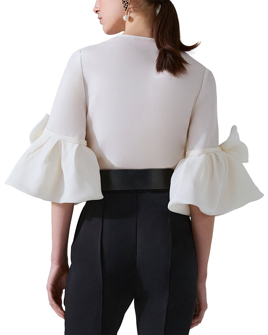 Carolina Herrera Silk Pearl Button Top