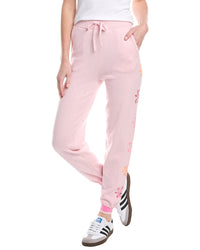 Wispr Floral Embroidery Silk-Blend Jogger Pant