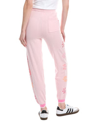 Wispr Floral Embroidery Silk-Blend Jogger Pant