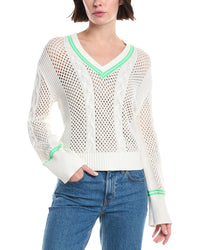 Wispr Open Cable V-Neck Silk-Blend Sweater