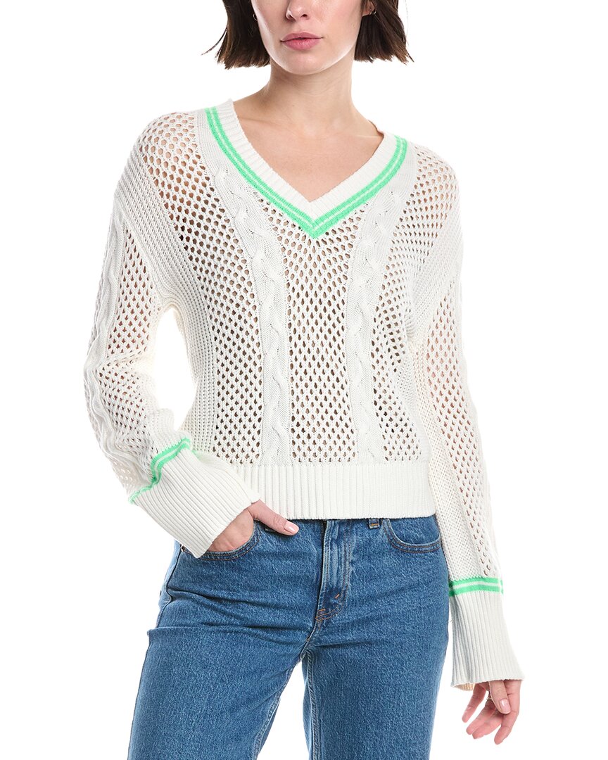 Wispr Open Cable V-Neck Silk-Blend Sweater