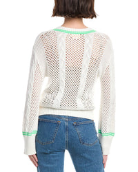 Wispr Open Cable V-Neck Silk-Blend Sweater