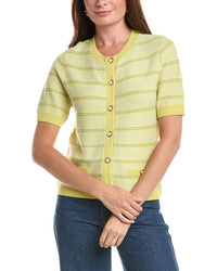 St. John St. John Striped Wool-Blend Cardigan