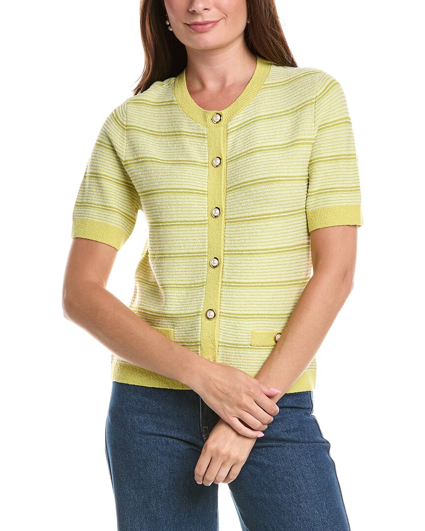 St. John St. John Striped Wool-Blend Cardigan