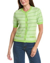 St. John St. John Striped Wool-Blend Cardigan