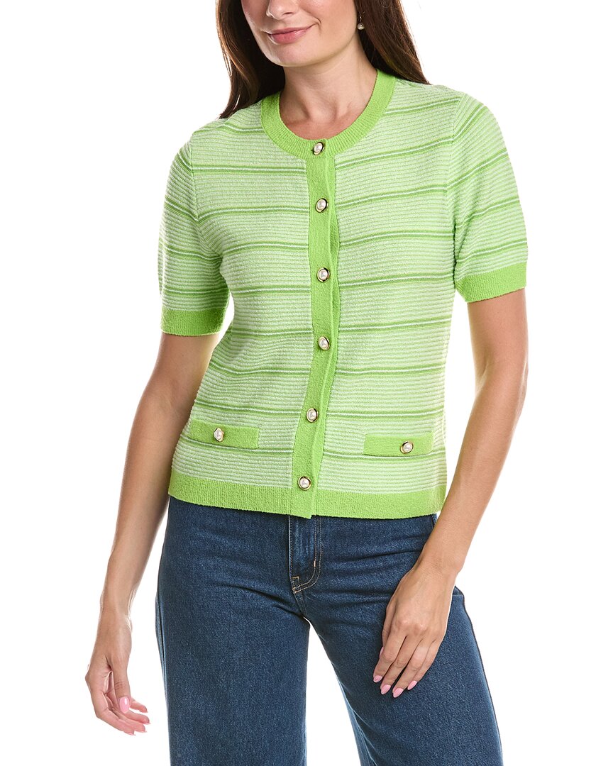St. John St. John Striped Wool-Blend Cardigan