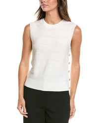 St. John St. John Crew Side Placket Wool-Blend Tank