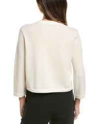 St. John St. John 3/4-Sleeve Crew Wool-Blend Cardigan