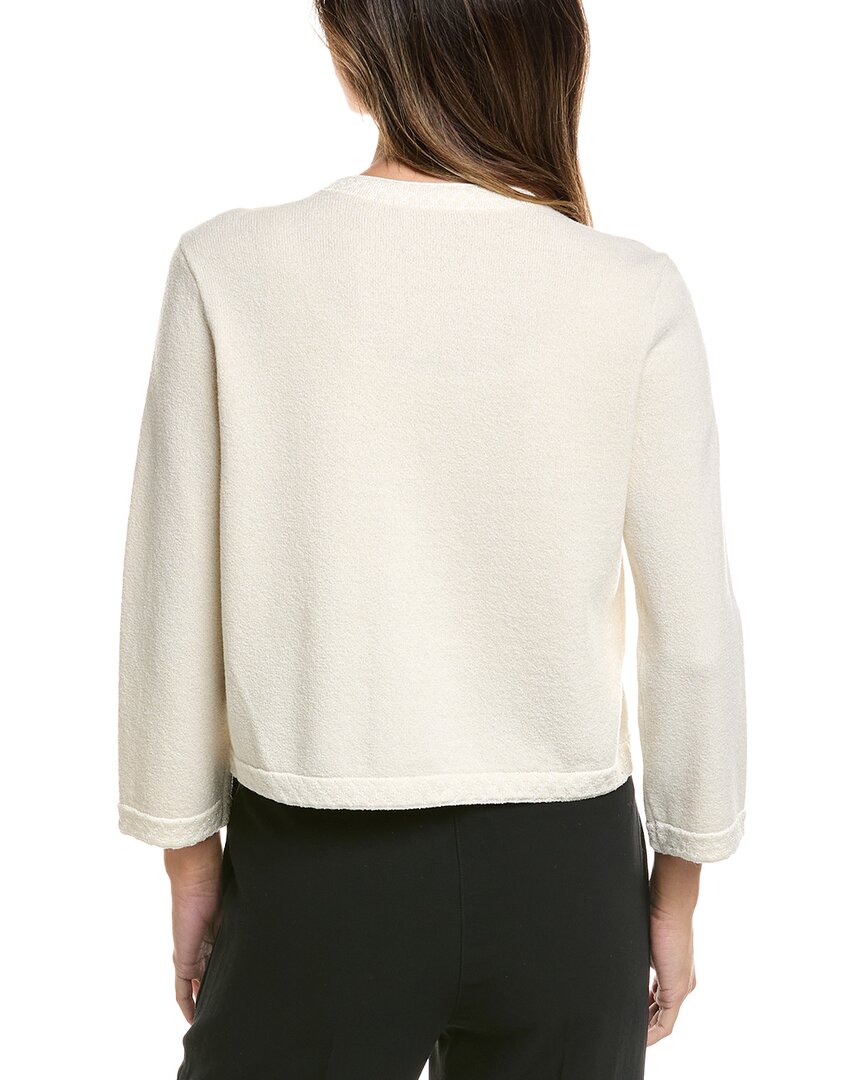 St. John St. John 3/4-Sleeve Crew Wool-Blend Cardigan