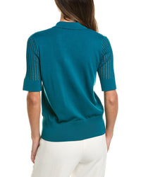 St. John St. John Vertical Stretch Pointelle Stripe Knit Sweater