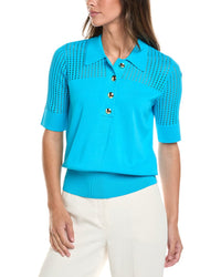 St. John St. John Vertical Stretch Pointelle Stripe Knit Sweater