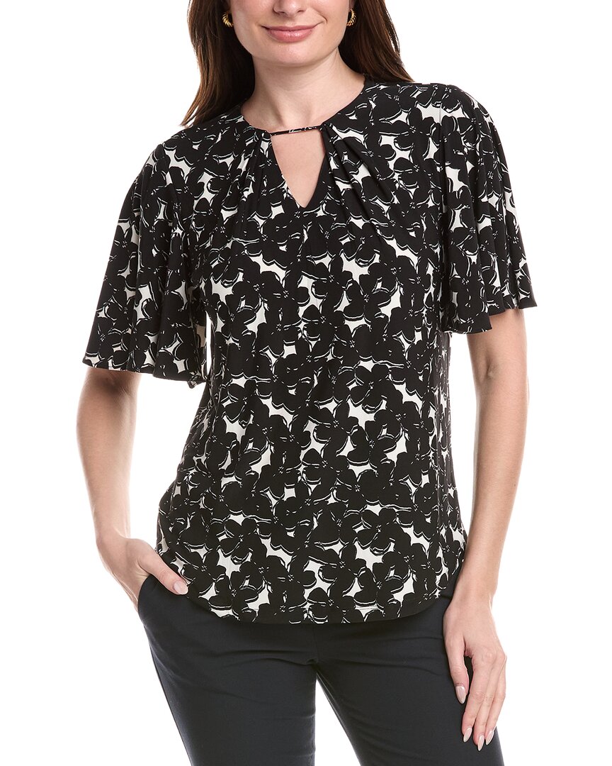 Anne Klein Pleat Neck Bell Sleeve Top