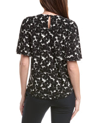 Anne Klein Pleat Neck Bell Sleeve Top