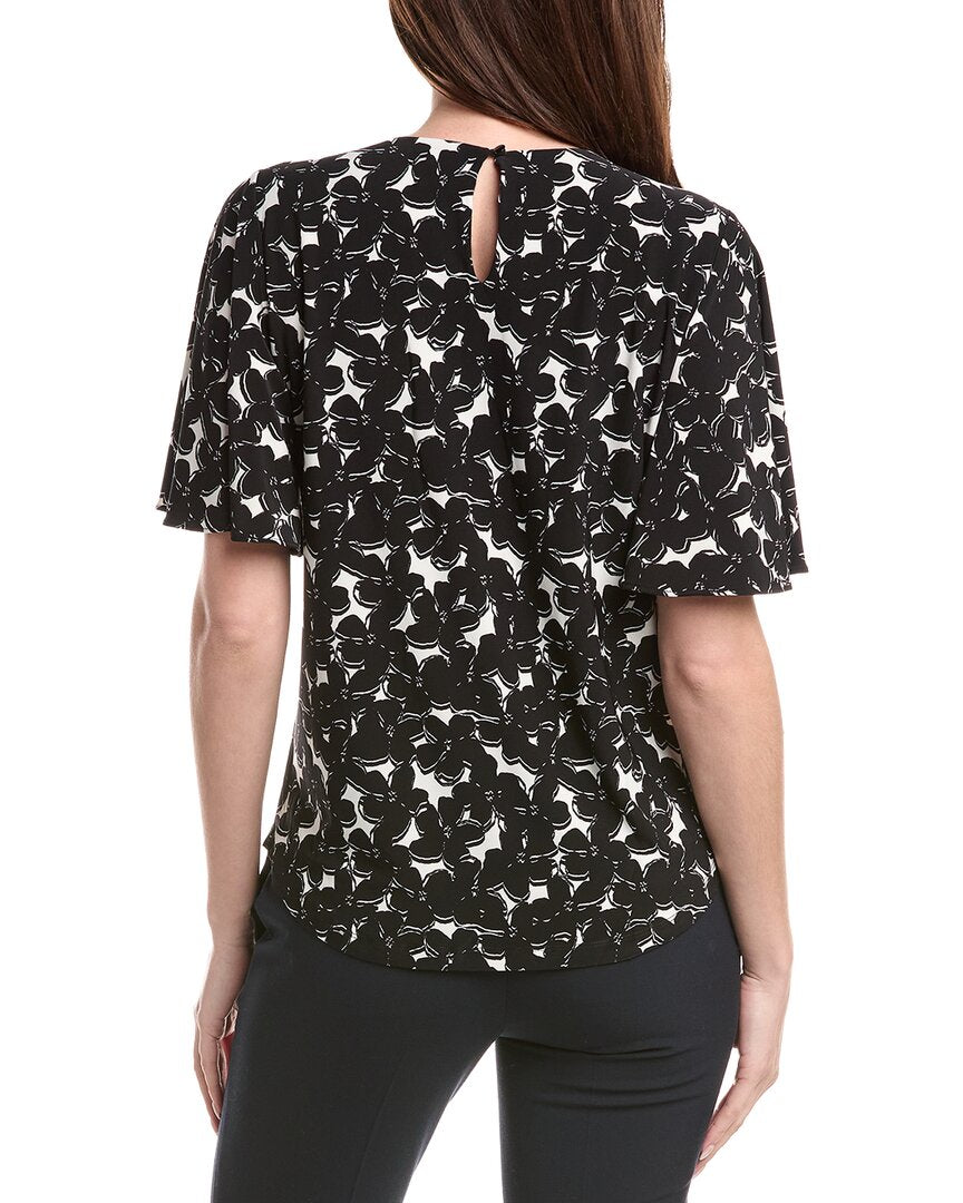 Anne Klein Pleat Neck Bell Sleeve Top