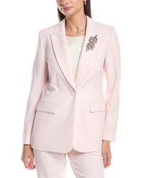 Anne Klein Embellished One Button Peak Lapel Jacket