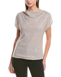 Anne Klein Split Shoulder Drape Sequin Blouse