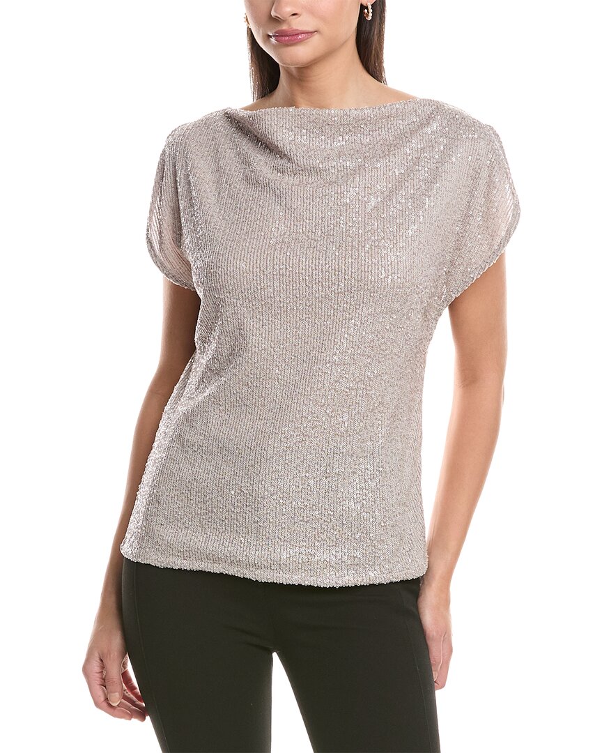 Anne Klein Split Shoulder Drape Sequin Blouse