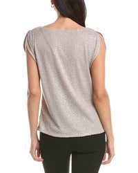 Anne Klein Split Shoulder Drape Sequin Blouse