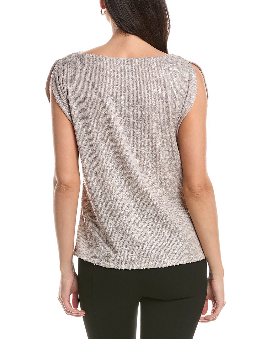 Anne Klein Split Shoulder Drape Sequin Blouse