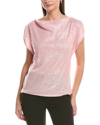 Anne Klein Split Shoulder Drape Sequin Blouse
