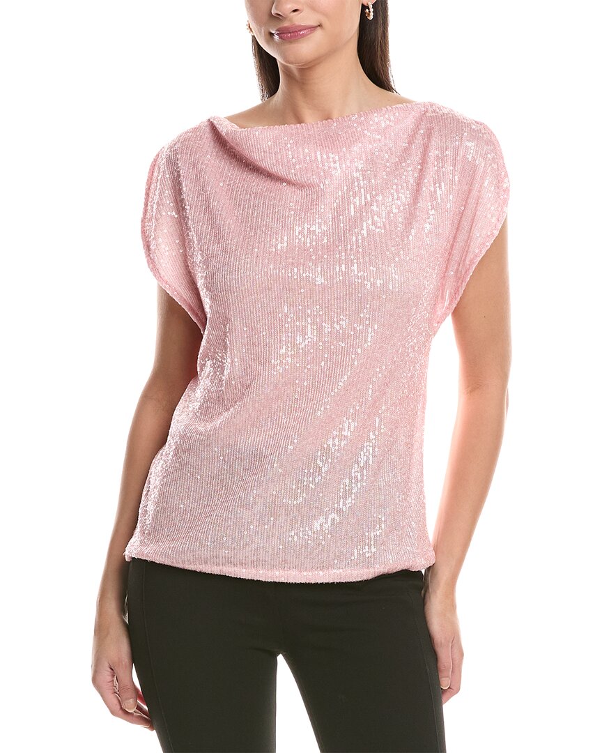 Anne Klein Split Shoulder Drape Sequin Blouse