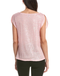 Anne Klein Split Shoulder Drape Sequin Blouse
