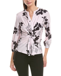 Anne Klein Twist Front Printed Blouse