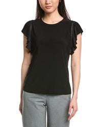 Anne Klein Pleated Flutter Sleeve Top