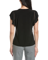 Anne Klein Pleated Flutter Sleeve Top