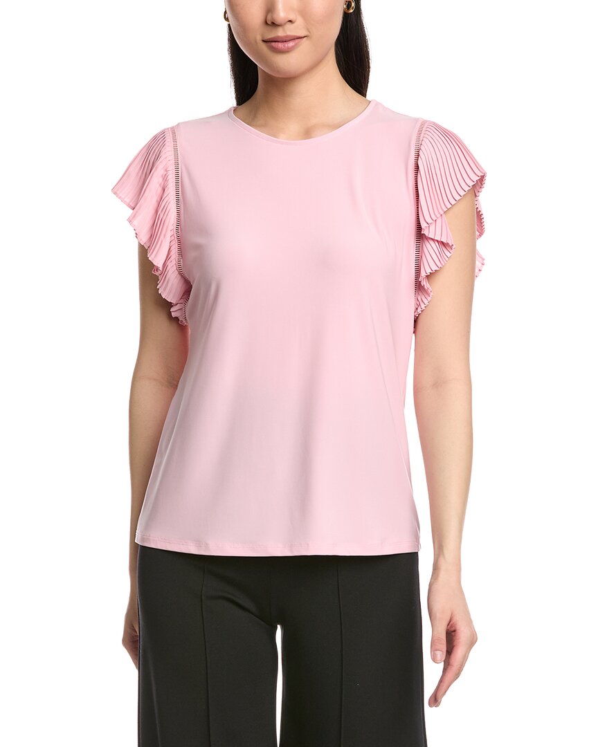 Anne Klein Pleated Flutter Sleeve Top