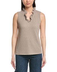 Anne Klein Smocked Knit Ruffle Top