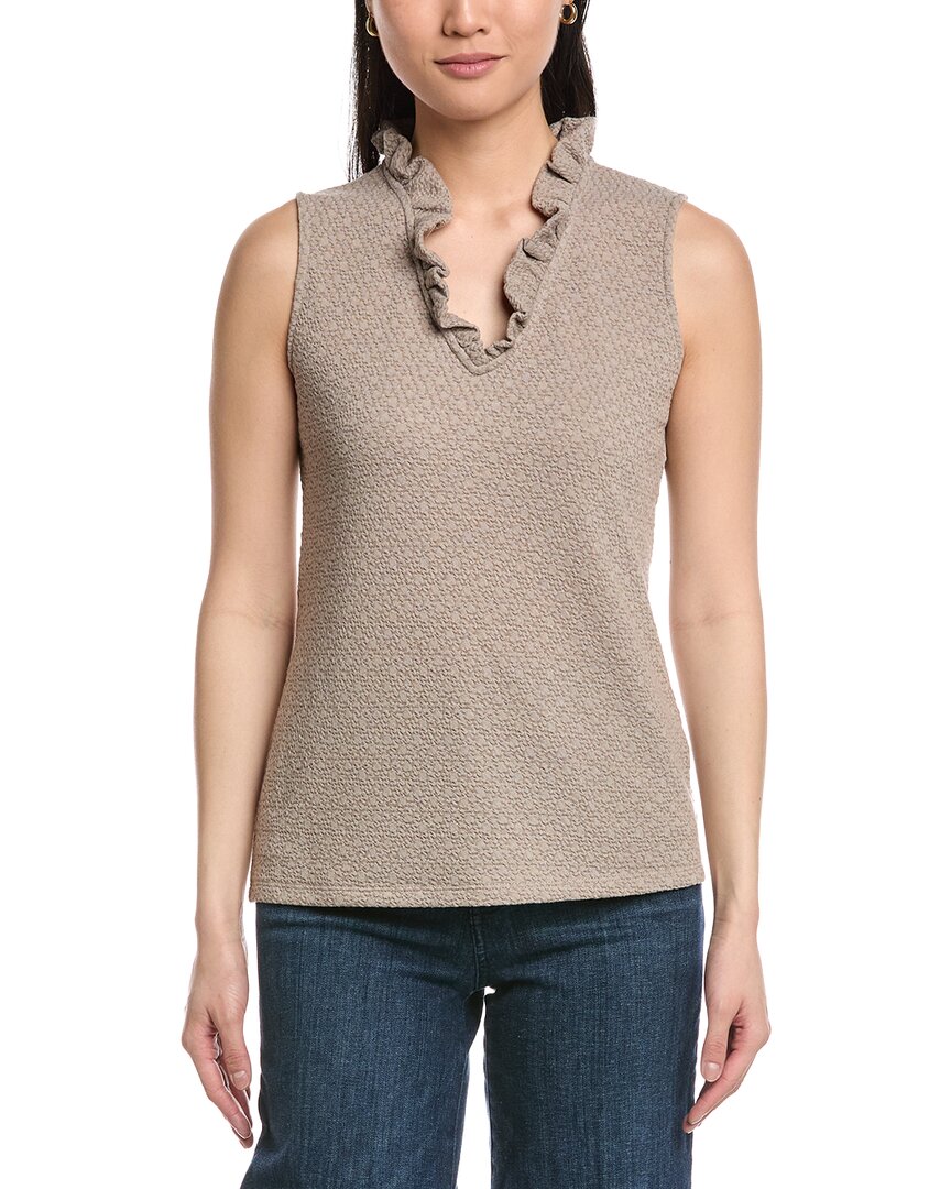 Anne Klein Smocked Knit Ruffle Top