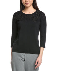 Anne Klein Pointelle Stitch Yoke Top