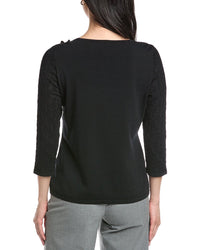Anne Klein Pointelle Stitch Yoke Top