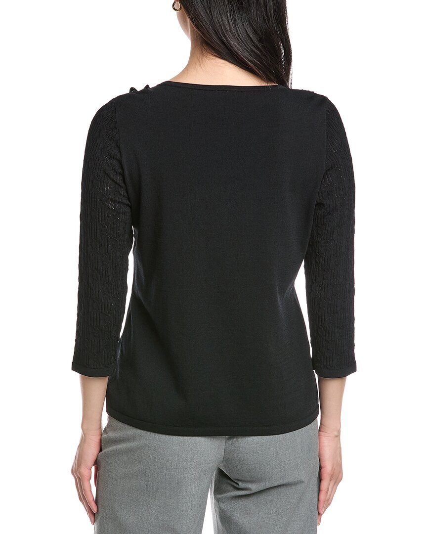 Anne Klein Pointelle Stitch Yoke Top