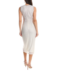 Anne Klein Sleeveless Ruched Printed Mesh Midi Dress