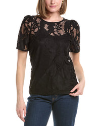 Anne Klein Jewel Neck Lace T-Shirt