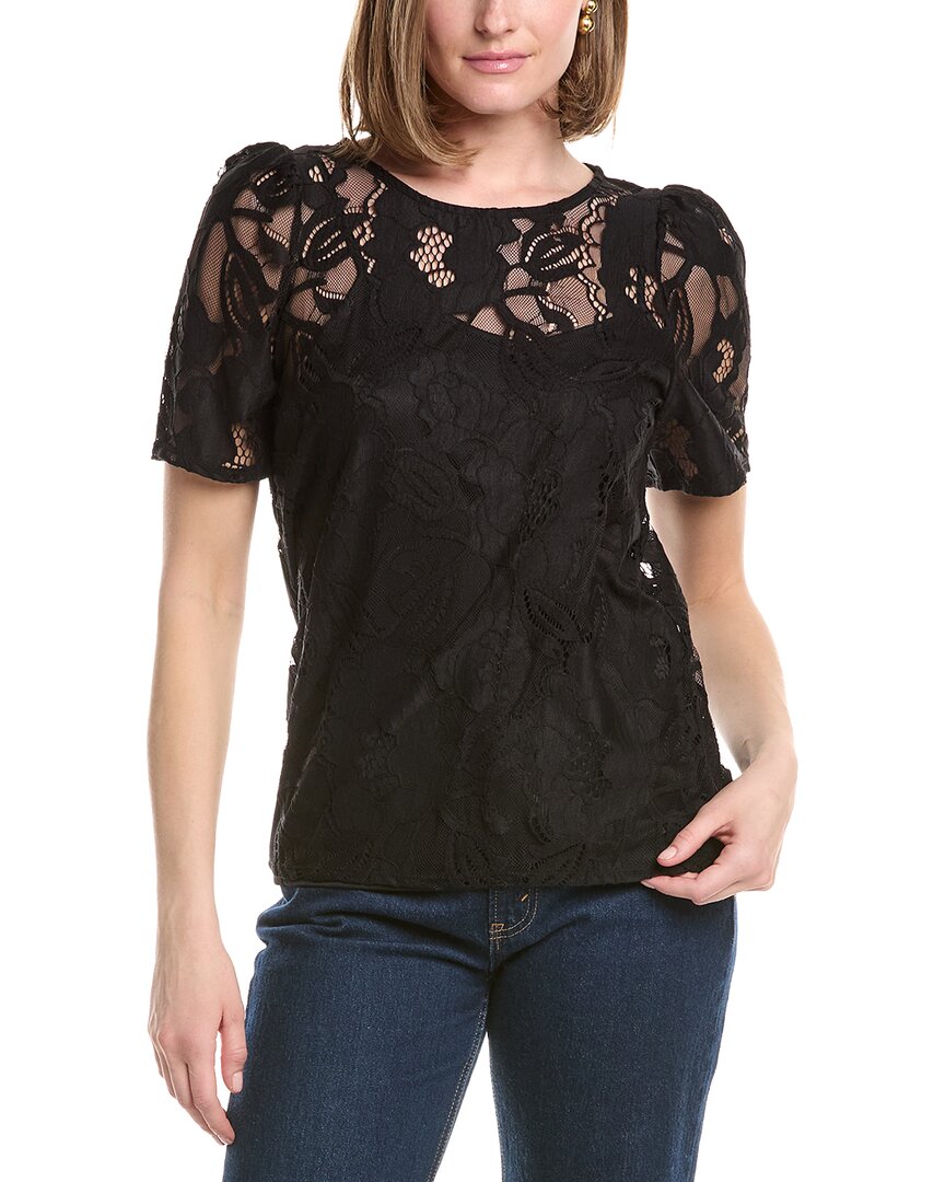 Anne Klein Jewel Neck Lace T-Shirt