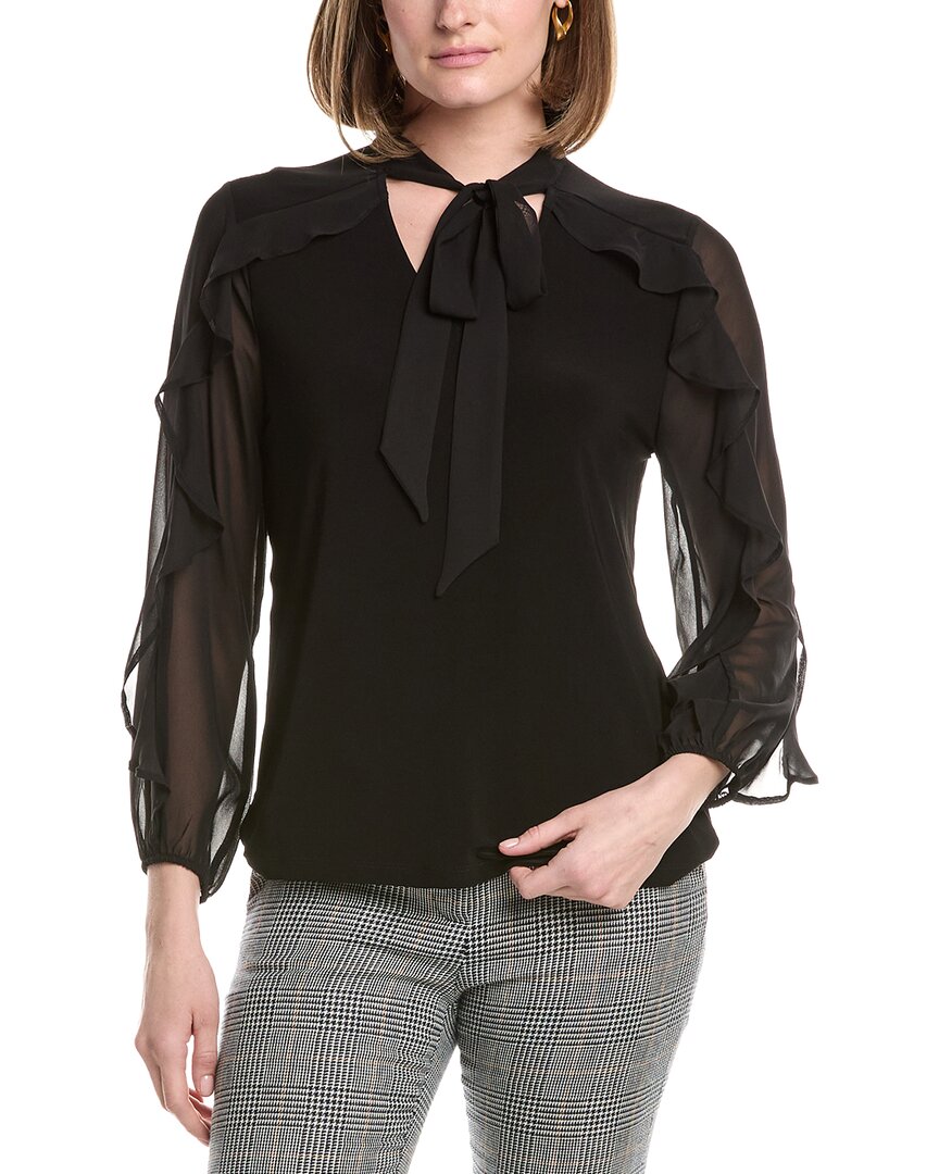 Anne Klein Ruffle Tie Neck Top