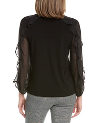 Anne Klein Ruffle Tie Neck Top