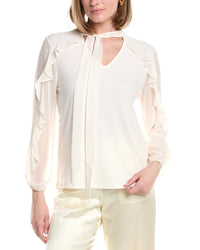 Anne Klein Ruffle Tie Neck Top