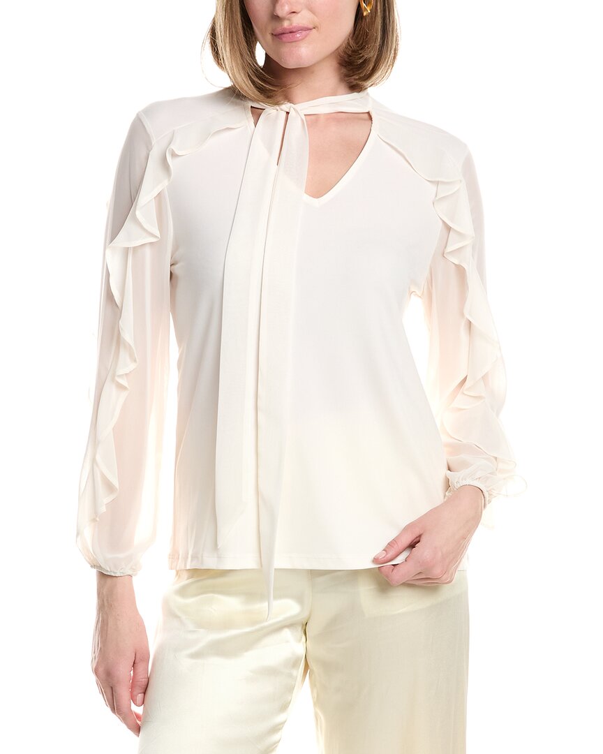 Anne Klein Ruffle Tie Neck Top