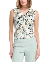 Anne Klein Wide Collar Printed Top